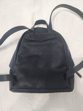 Universal Thread Black Faux Leather Mini Backpack with Interior Zipper Pocket